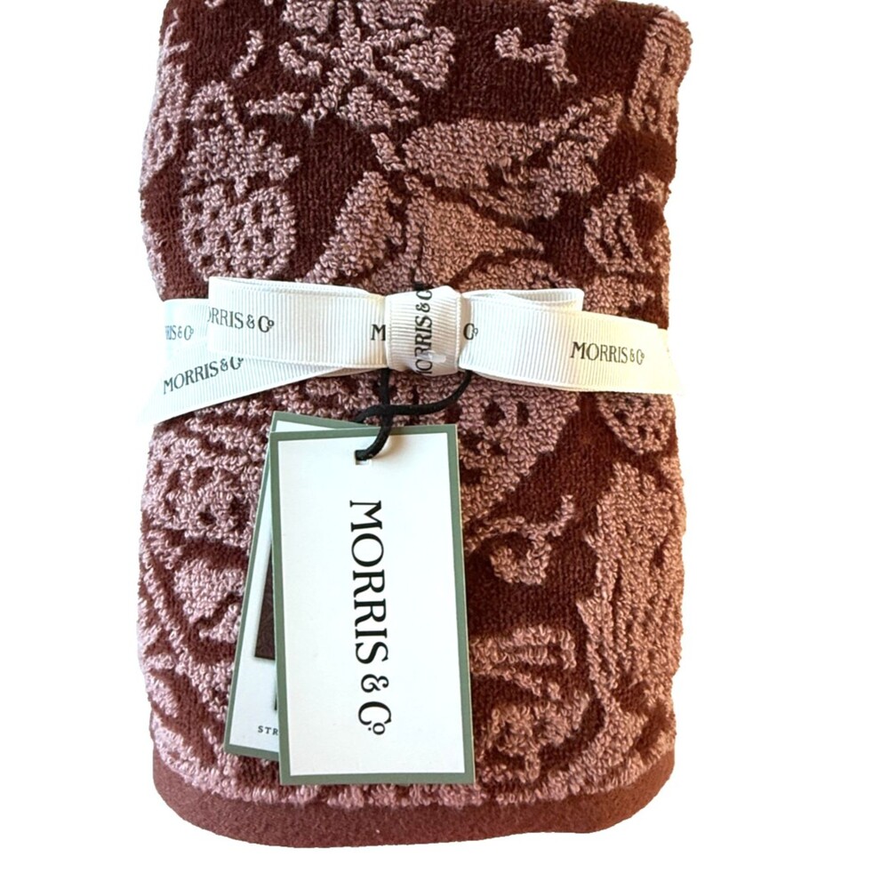 William Morris Strawberry Thief Hand Towels Set of 2 Soft Luxury 18x28" Burgundy